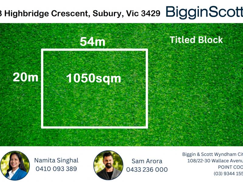 Massive Block of 1050sqm for sale in BROOKHAVEN estate Sunbury