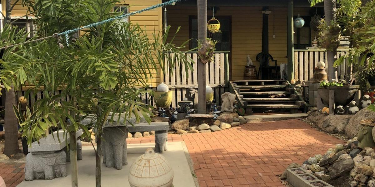 Pole Home and Pool Amid Tropical Gardens
