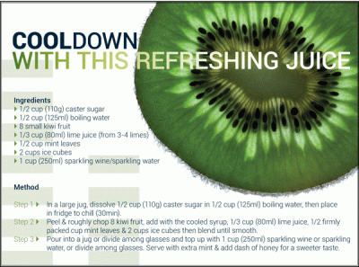 Cool Down with Greencliff summer kiwi juice recipe