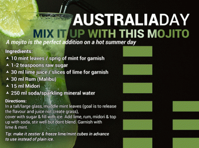 Mix it up with this Mojito Australia day drink