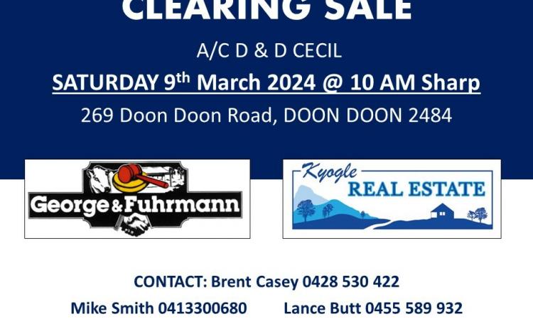 AUCTION - DOON DOON CLEARING SALE