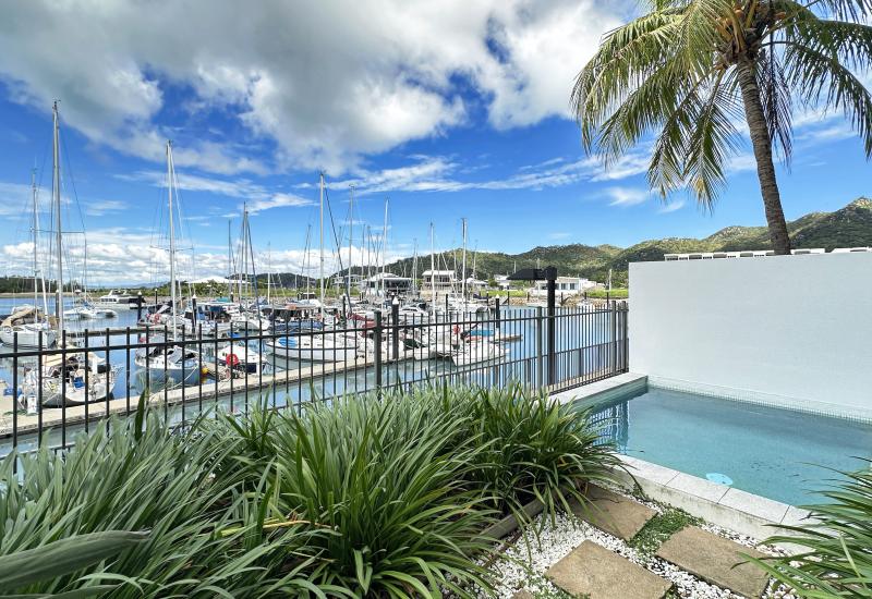 Waterfront ground floor apartment with private garden and plunge pool