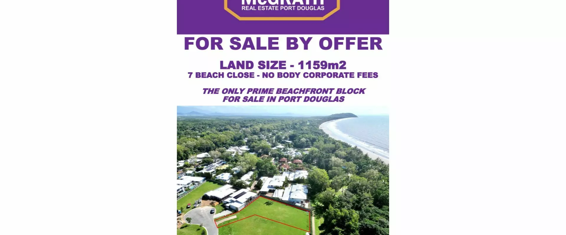 Prime vacant beachfront land for sale in Port Douglas