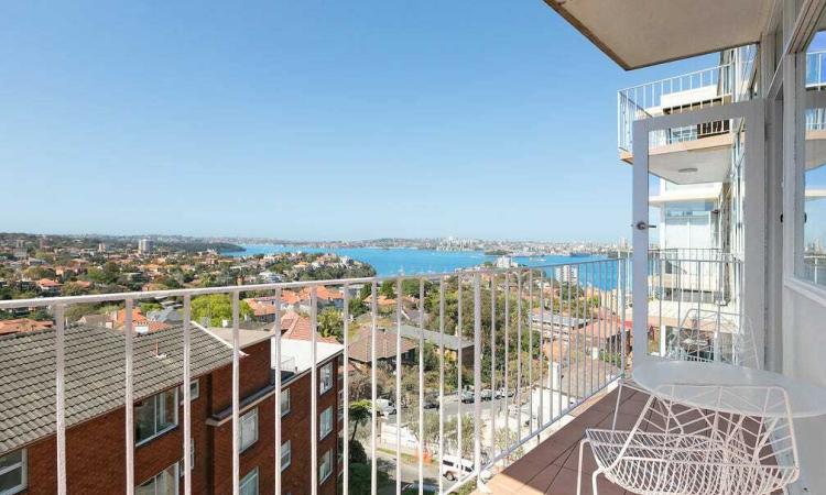 Sunny balcony with harbour views