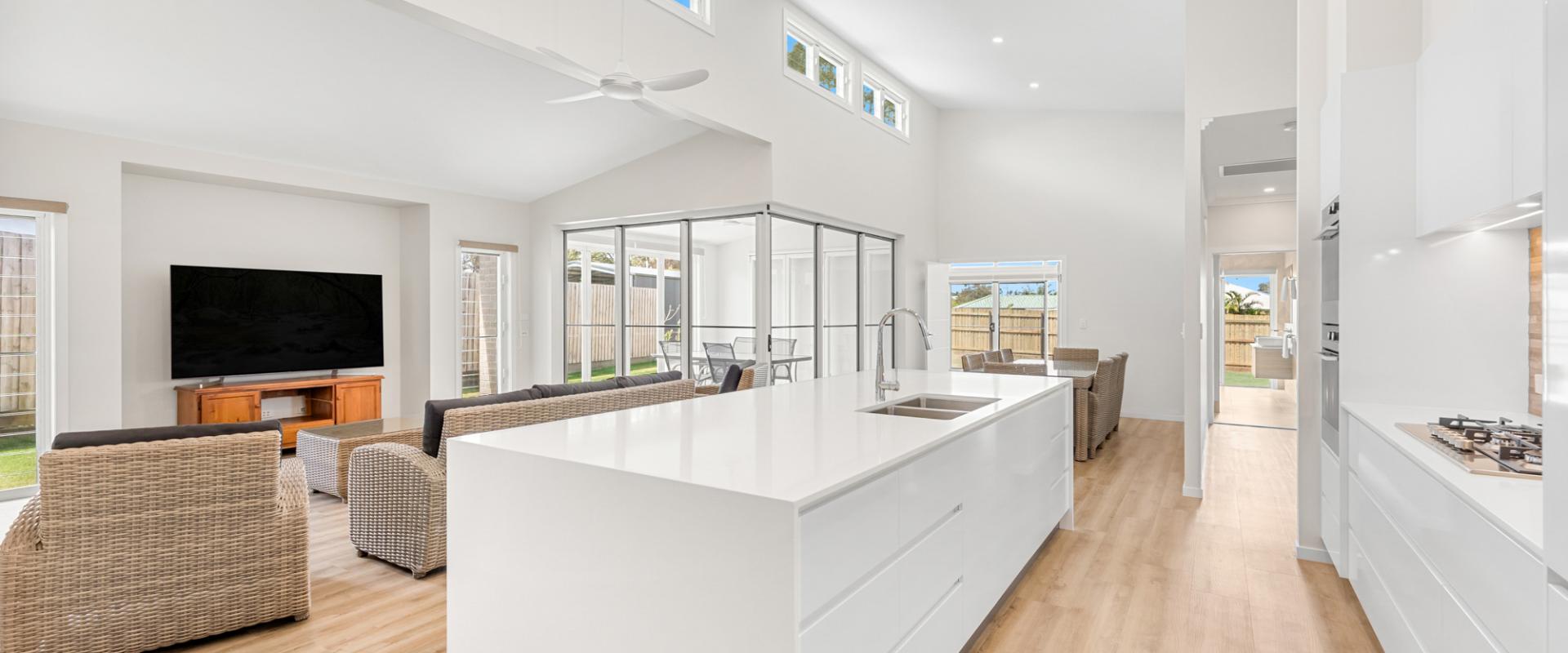 UNIQUE, QUALITY, DUAL LIVING SPACIOUS FAMILY HOME, DESIGNED FOR ALL AGES & ABILITIES, 4.3 METRE CENTRAL RAKED CEILING, 300 METRES TO THE BEACH & WATER