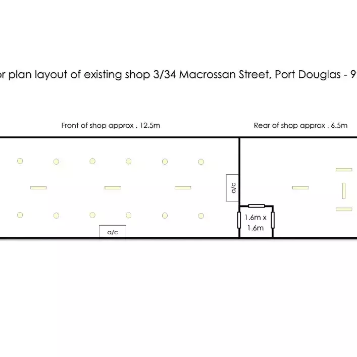 Floor plan of Shop 3, 34 Macrossan Street, Port Douglas – commercial retail unit layout