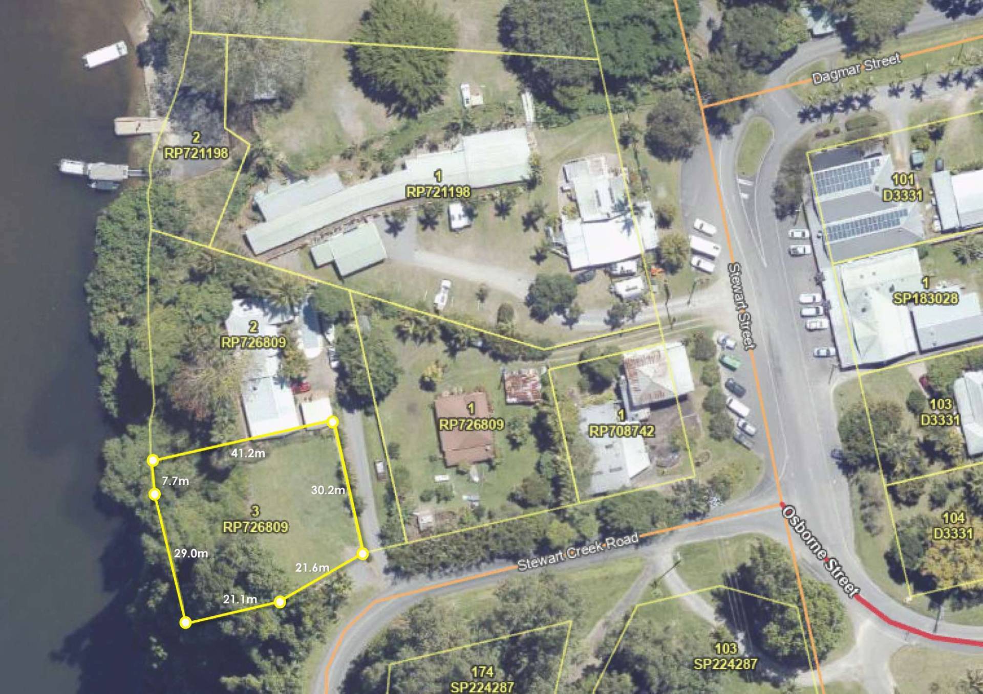 Floor plan of Lot 3 Stewart Creek Road, Daintree – rural property plan showing building envelope and surroundings