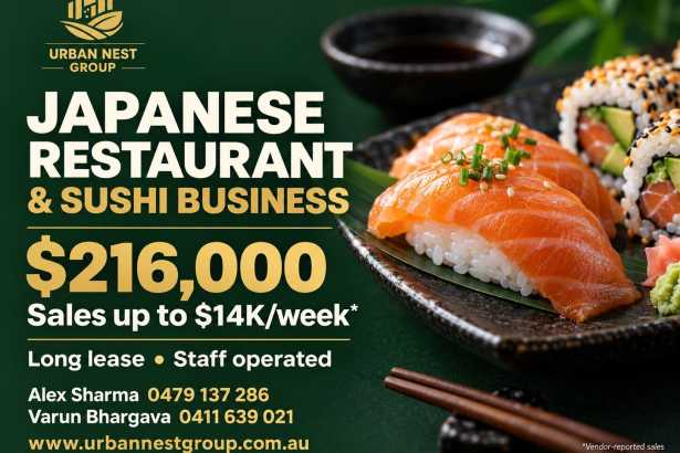 Fully Licensed Japanese Restaurant & Sushi | Sales Up to $14K/Wk | Long Lease