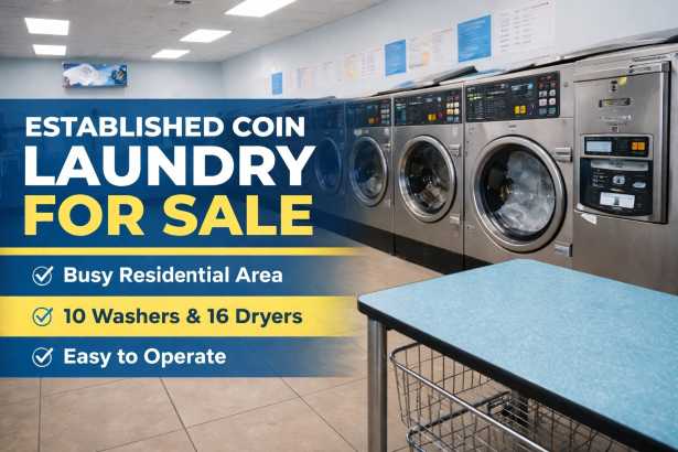 Profitable Coin Laundry – Fully Equipped – Easy to Run-Passive Income- Automatic