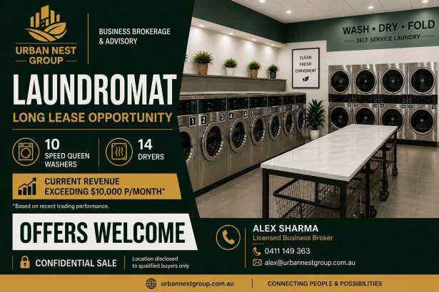 Profitable Coin Laundry | Long Lease to 2035 | 10 Washers & 14 Dryer